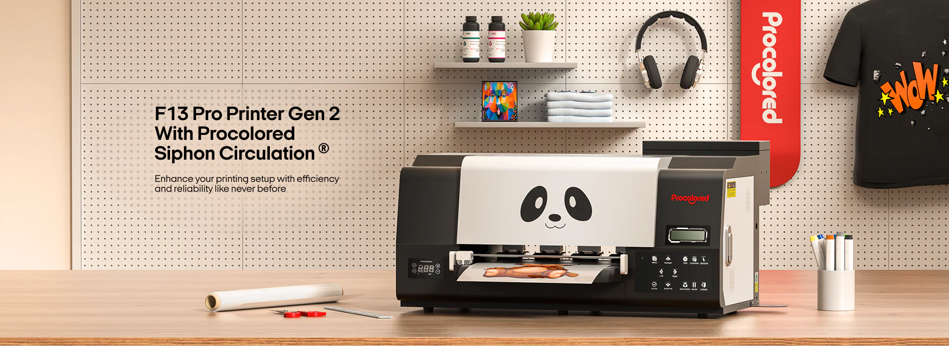Procolored F13 Pro Panda DTF Printer, 13" Print Width, A3, Dual XP600