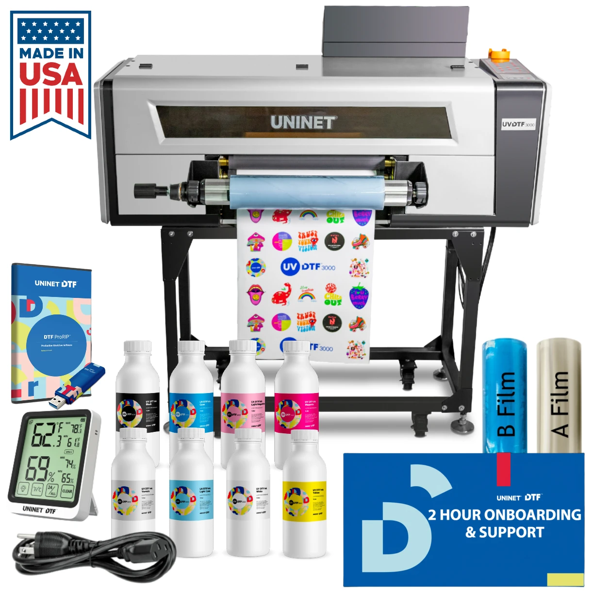 Uninet 3000 UV DTF Printer 17” Print Width 120v (Includes Training, Starter Bundle, 1 Yr Warranty)