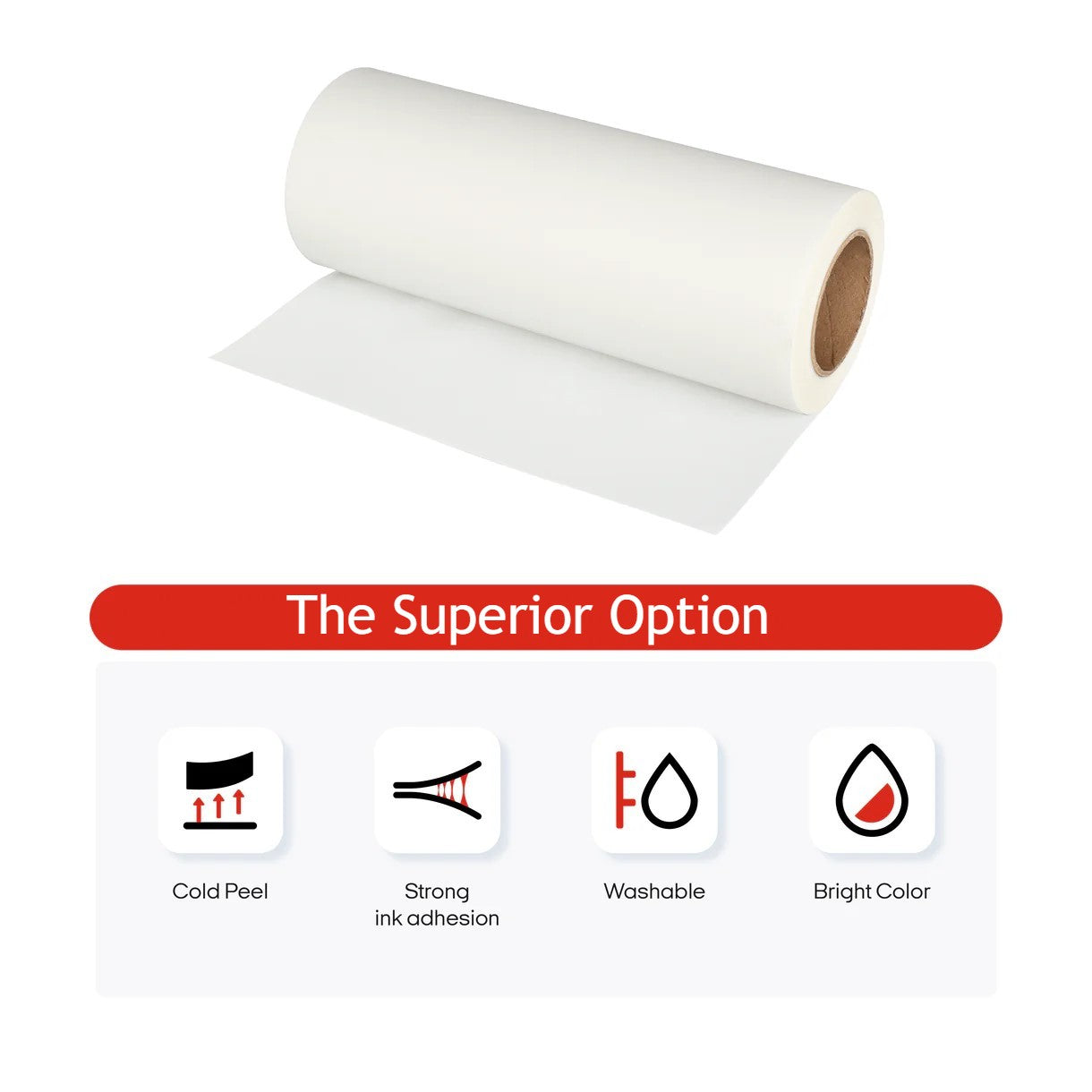 Premium DTF PET Transfer Film Roll – 13” x 328FT | Cold Peel, Strong Ink Adhesion