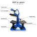 Callout map of the pressure knob, gas spring and pedestals on the Geo Knight DK8T Digital Heat Press Machine