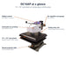 Labeled overview of the Geo Knight DC16AP Transfer Press Machine with callouts for controller, air gauge and arm