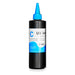Cyan bottle of Impact 250ml UV Ink for Hard Substrates with blue cap and matching front color panel
