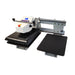 Geo Knight DK20SPT twin station air operated heat press with the head over the left table