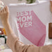 Example output: white tee with a large pink Best Mom Ever print