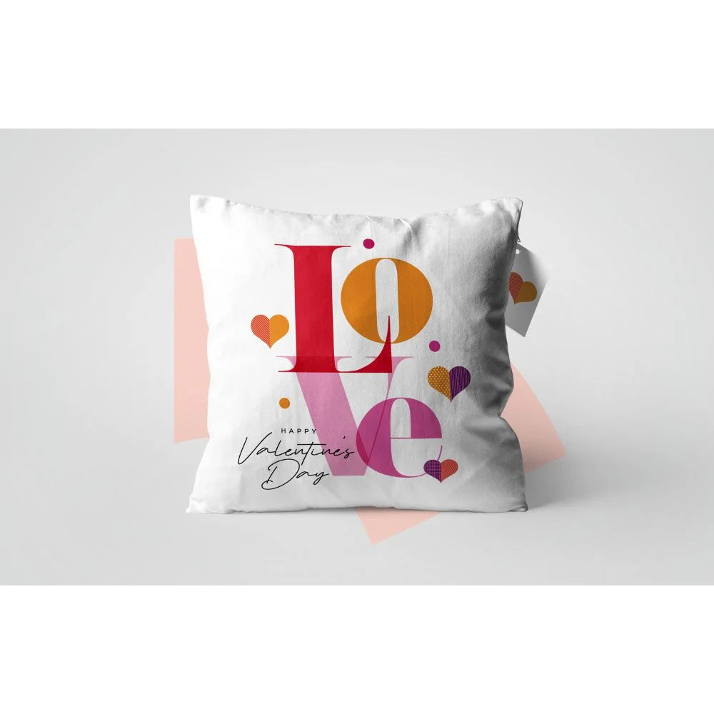 uninet dtf 4300 printed sample showing a colorful LOVE Valentine design on a white decorative pillow
