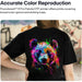 Color reproduction infographic for the procolored f13 pro panda dtf printer 13 a3 dual xp600 showing a vivid panda tee print