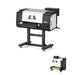 F13 pro printer mounted on a wheeled floor stand with an inset powder shaker accessory on white background