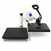 Straight-on front view with the heater pivoted right, exposing the full lower platen of the Geo Knight DK14S