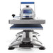 Straight-on front view showing the touchscreen, padded handle, and open platen on the hotronix Fusion IQ