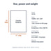 Footprint, weight and power chart for Geo Knight DC16AP Air Operated Heat Presses with 15 x 11 inch counter base
