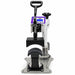 Straight front view of the Geo Knight DC7 Swing Away Heat Press Machine with curved platen raised over the cap form