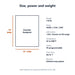 Footprint, weight and power chart for the Geo Knight DC7 Cap Heat Press Machine listing 16 by 12 inches and 110 lb