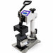 Angled front view on white of the Geo Knight DC7 Hat Press Machine with handle up and curved upper platen raised