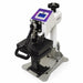 Handle lowered and platen locked down in pressing mode on the Geo Knight DC8 Swing Away Heat Press Machine
