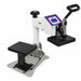 Heat platen swung aside to open the lower table on the Geo Knight DC8 Label Heat Press Machine for easy loading