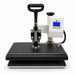 Closed front view of the Geo Knight DK14S Swing-Away Heat Press Machine with handle upright and controller at right