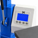 Close up of the white digital control box with blue screen and four buttons on the DK8T Heat Press by Geo Knights