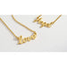 Gold love and Angel name necklaces presented as xTool F2 Ultra UV metal cutting samples