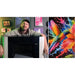Maker with the xTool O1 Omni Printer beside a vivid multicolor hummingbird artwork sample