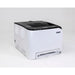Slight side-angle front view of the uninet 350 printer in white and black finish on a clean studio background