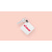 White square keychain printed with a red IColor logo demonstrating icolor 350 sublimation printer output on pink