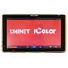 Close-up of the uninet icolor 800w 10.1 inch smart touchscreen panel showing the home screen and navigation bar