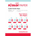 Front label spec graphic for IColor Premium 2-Step Transfer and Adhesive Paper A4 listing weed-free system and 100 sheets