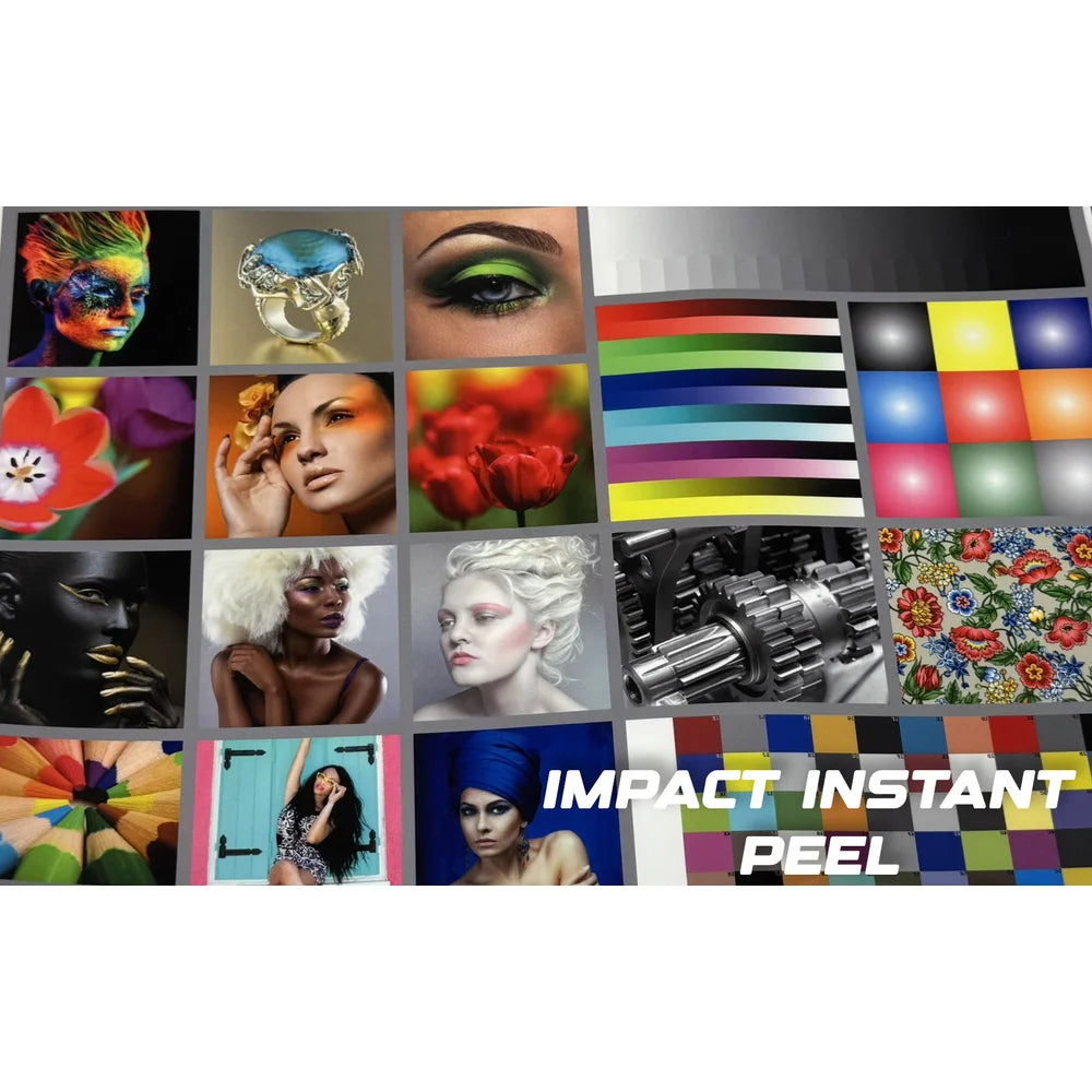 Color test collage for Inkjet Parts DTF Film shows portraits, flowers, tonal steps and saturated print samples