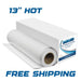 Inkjet Parts Impact 13 Inch 328 Foot Hot Peel DTF Roll beside its carton with free shipping text