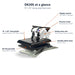 Callout chart of the Geo Knight DK20S 16x20 Swing Away labeling the arm, pressure knob, controller and table
