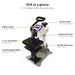 Callout chart naming the controller, pressure knob, platen and tables of the Geo Knight DC8 Swing Away Heat Press Machine