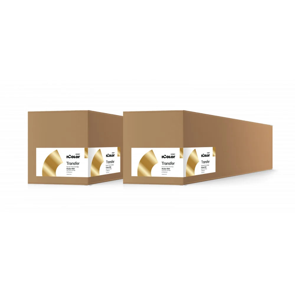 Two labeled cartons for the UNINET 650 Gold Toner Kit, with a compact toner box and longer drum box