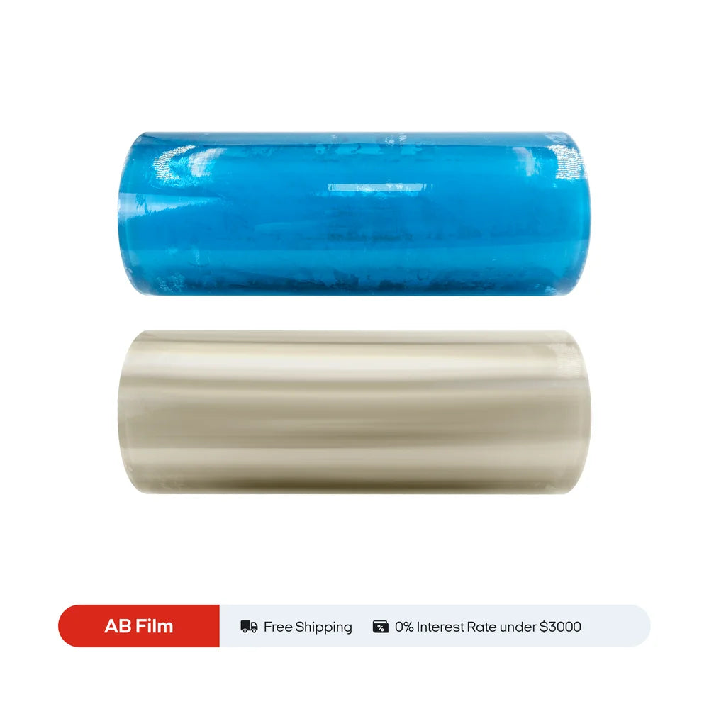 Two-roll set of Procolored UV DTF Transfer Clear AB Film for A3 Printer shown on white