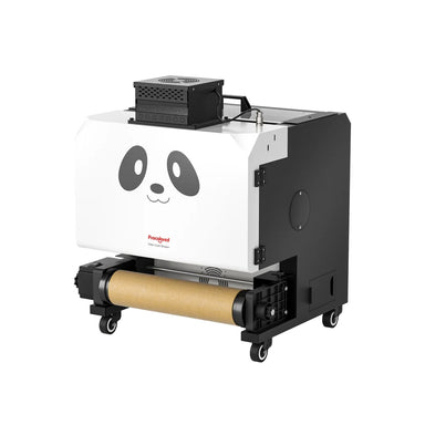 Three-quarter view of Procolored All-In-One DTF Powder Shaking Drying Machine with roller and wheels