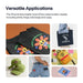 Application collage for the procolored f13 dtf printer showing printed shirts, tote bags, caps, jeans and flags made with A3 transfers