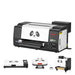 Angled dual head dtf printer with inset oven, heat press and shaker accessories forming a complete DTF workflow