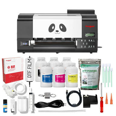 Cover shot of the procolored f13 pro bundle featuring RIP software, DTF film, ink bottles, powder and tools