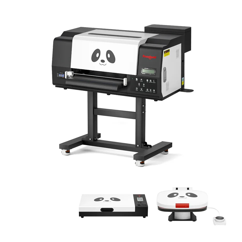 Procolored f13 pro panda dtf printer 13 a3 dual xp600 on a stand with inset oven and heat press accessories