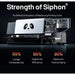 Siphon circulation benefits chart for the dual head dtf printer noting longer head life and higher ink efficiency