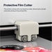 Close-up of the procolored f13 panda protective film cutter head on the rail slicing printed transfer film safely