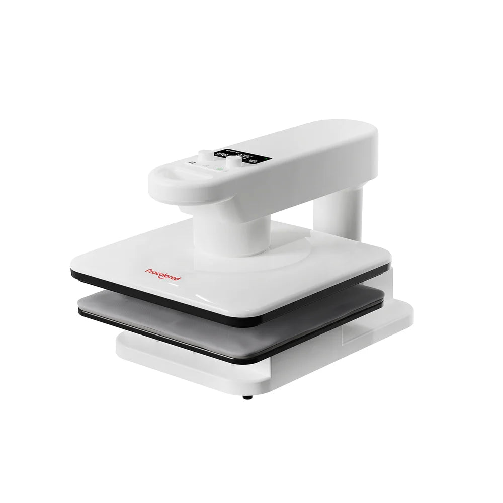 Raised platen view of the Procolored H15 Dual Station Heat Press in its compact single-station configuration