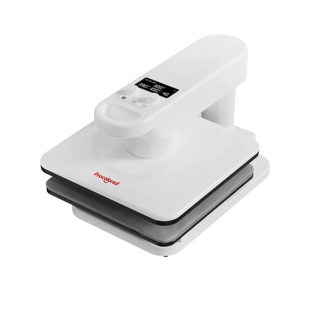Procolored H15 Dual Station Heat Press model shown in a single-station setup with digital controls visible