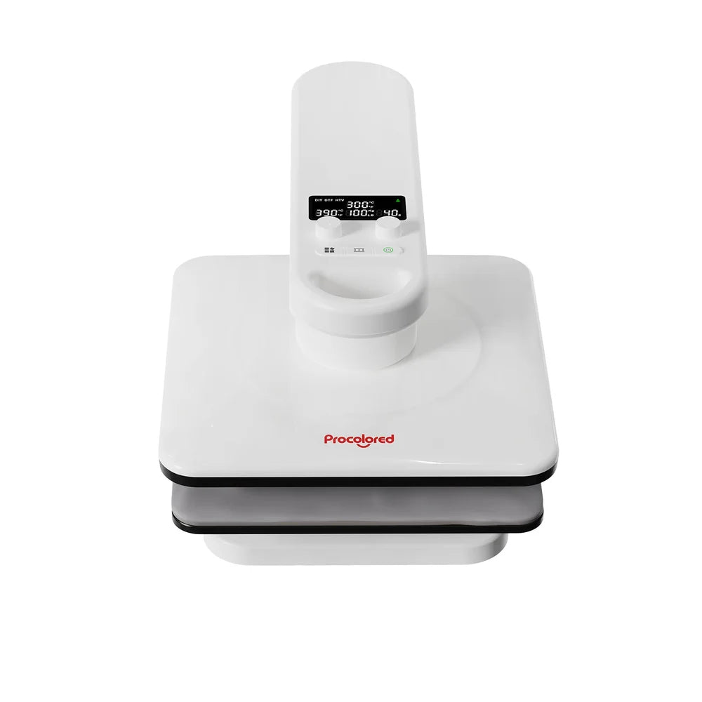 Straight front view of the Procolored H15 Dual Station Heat Press model configured with one gray platen