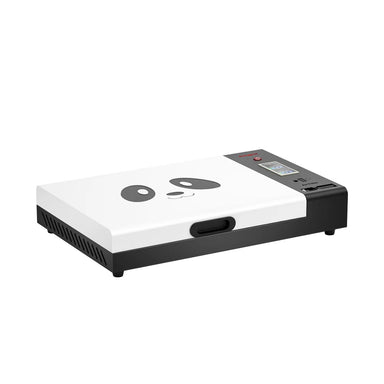 Left-front view of the panda-style Procolored DTF Oven with touchscreen, filter slot, handle, and side vents