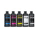 Five cyan, magenta, yellow, black, and white bottles of Procolored 500ml UV DTF Ink shown together