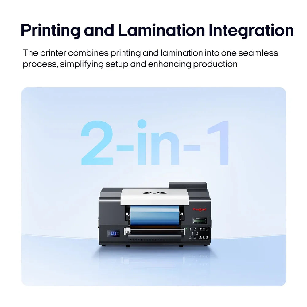 2-in-1 printing and lamination integration graphic for the procolored vf13 pro panda uv dtf printer