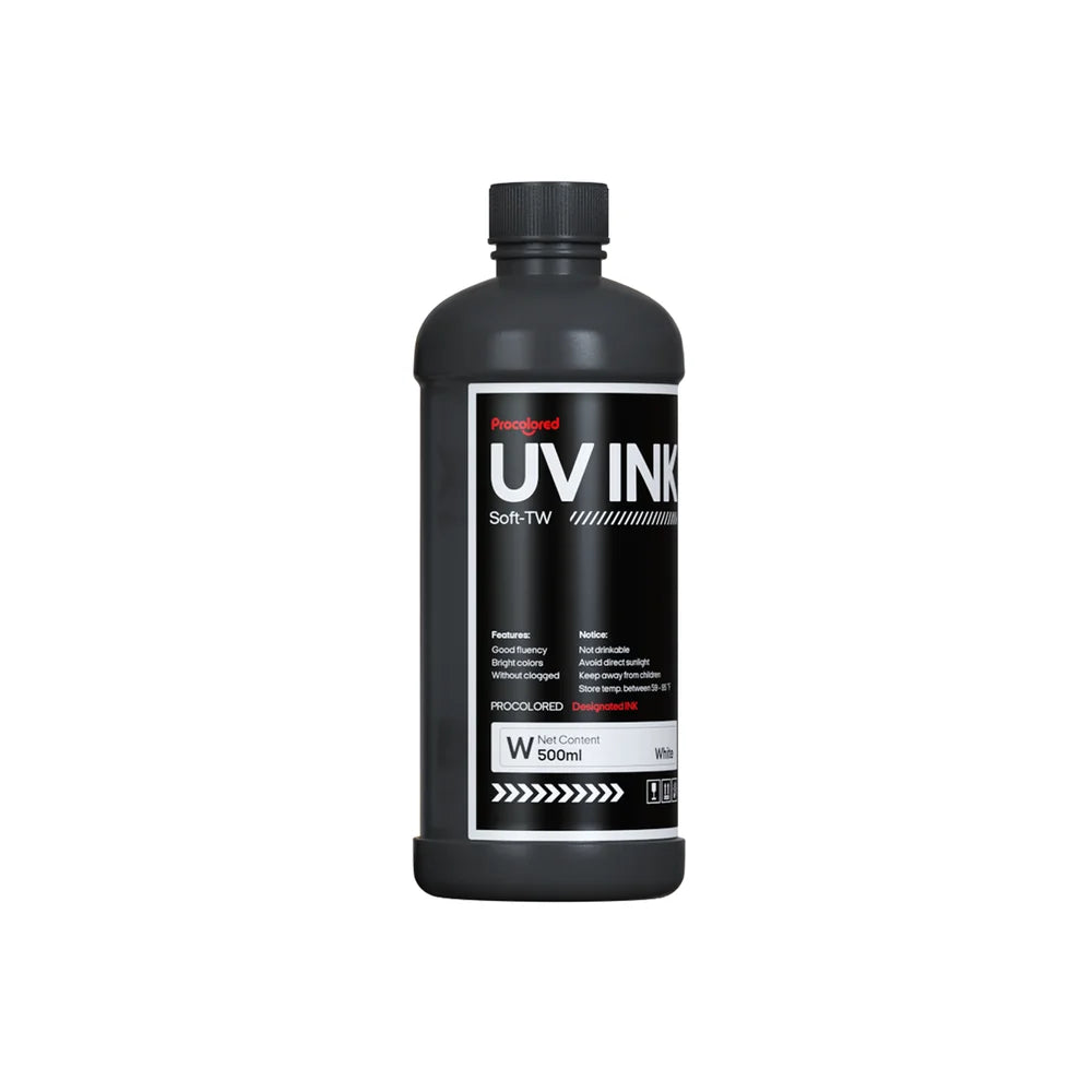 Soft-TW bottle of Procolored White UV Ink 500ml for V11 Pro, V13 Pro and V23 Max printer models