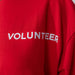 Example of garment work for the Geo Knight DC16 Digital Combo Machine: red sweatshirt with a white VOLUNTEER print