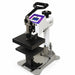 Clean three quarter view of the Geo Knight DC8 Digital Combo Heat Press Machine with steel base and controller