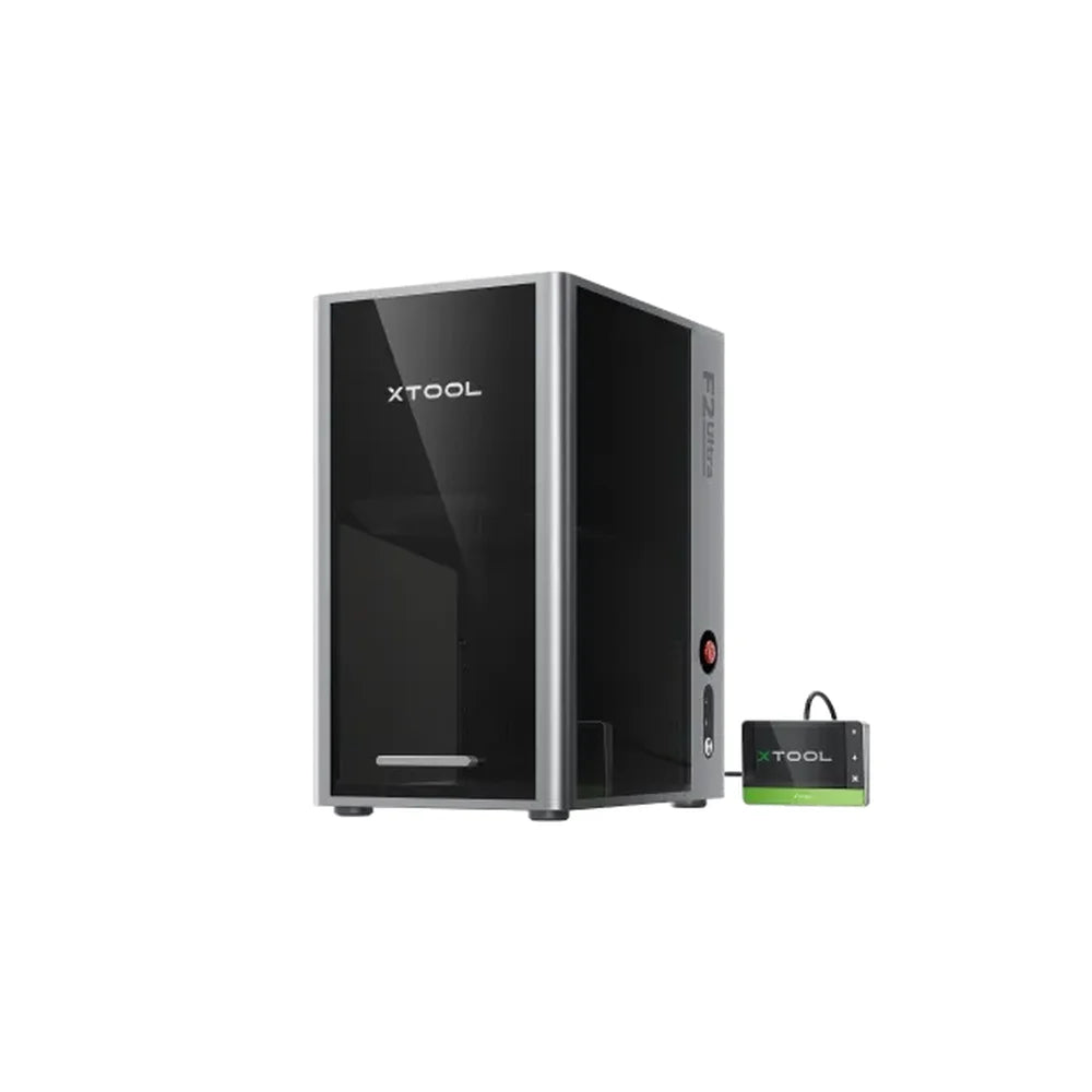 Transparent-background render of xTool F2 Ultra UV Laser hardware and touchscreen controller
